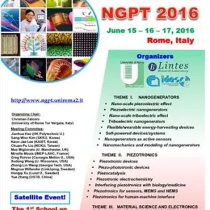 Promozione Esclusiva The 3rd international conference on nanogenerators and piezotronics. NGPT 2016 (Rome, June 15-16-17)