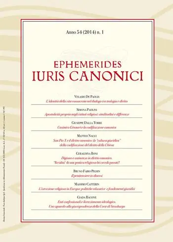 Novità Ephemerides Iuris canonici (2014). Vol. 1