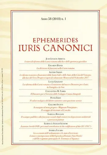 Ephemerides Iuris canonici (2018). Vol. 1 Soddisfatti O Rimborsati