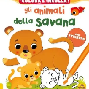 Gli animali della savana. Colora e incolla! Con adesivi. Ediz. a colori Ultima Occasione